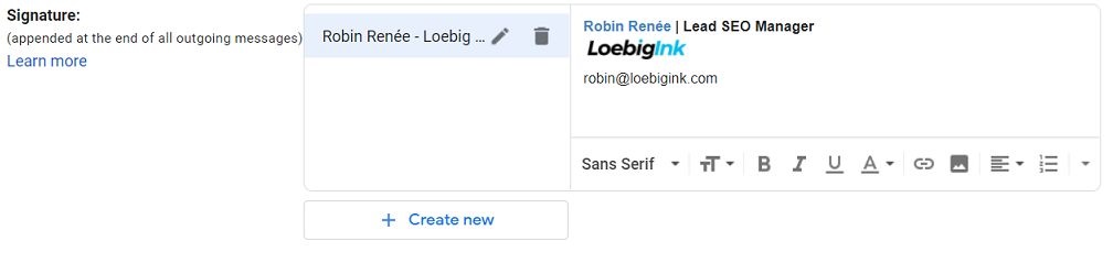 Gmail Signature creation