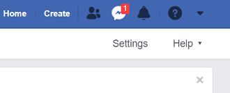 Facebook settings link screen shot