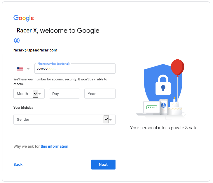 Google welcome screen