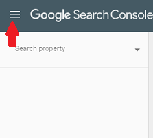 Google Search Console hamburger menu